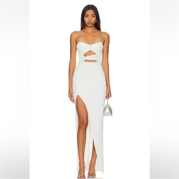 Nookie white sequin sublime cutout gown - Picture 2 of 10
